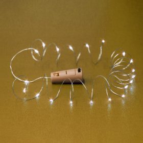   Home MLD 20/WW micro LED-es fényfüzér, 2 m / 20 db melegfehér micro LED, állófényű, átlátszó vezeték, gombelemes, dugó alakú elemtartó, beltéri kivitel