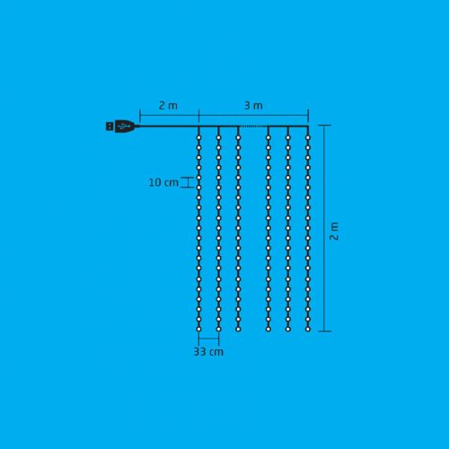 Home MLF 200/WH micro LED-es fényfüggöny, 3x2 m / 200 db hidegfehér micro LED, 8 fényprogram, távirányító, USB csatlakozó, beltéri kivitel