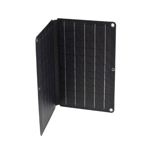 HOME MSC10W hordozható napelemes USB töltő, összecsukható, 10Watt, 2xUSB, LED töltésjelző, felakasztható, tartozék karabinerekkel