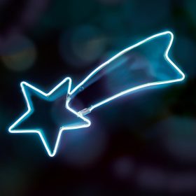   Home NEON 1 hullócsillag figura, LED-es neon fény, két oldalú, fém váz, IP44, kültéri, beltéri, jégkék