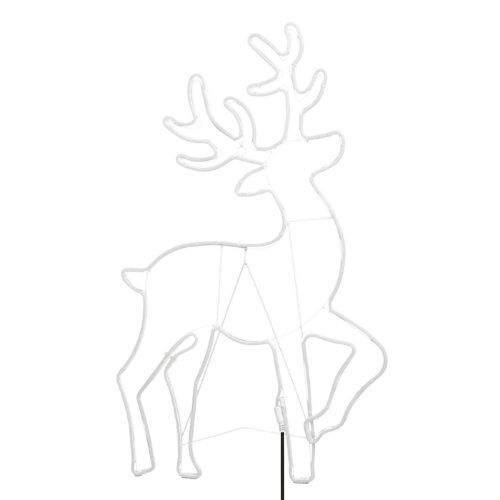 Home NEON 4 szarvas figura, LED-es neon fény, két oldalú, fém váz, IP44, kültéri, beltéri, napsárga