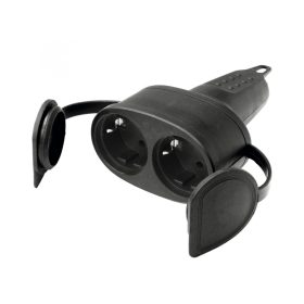 Home NGA 02 földelt dupla aljzat egyenes kábelvezetéssel, 2 aljzat gyermekvédelemmel, kül- és beltéren is használható, max. 3680 W, fekete   Home NGA 02 földelt dupla aljzat egyenes kábelvezetéssel, 2 aljzat gyermekvédelemmel, kül- és beltéren is használható, max. 3680 W, fekete