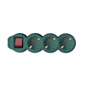   Home NV 3K/GR hálózati elosztó, 1,5 m, H05VV-F 3G1,0 mm2 kábel, kétpólusú kapcsoló, IP20 kivitel, 3 védőérintkezős aljzat, max. 3500W, zöld