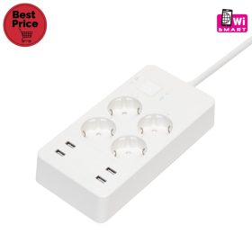 Home NV 4 WIFI smart elosztó, 1,5 m, H05VV-F 3G1,5 mm2 kábel, 4 földelt aljzat, 4 USB aljzat, max.3680W, Tuya alkalmazás kompatibilis, WiFi-s   Home NV 4 WIFI smart elosztó, 1,5 m, H05VV-F 3G1,5 mm2 kábel, 4 földelt aljzat, 4 USB aljzat, max.3680W, Tuya alkalmazás kompatibilis, WiFi-s