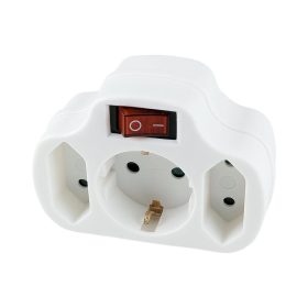 Home NVK 3/WH hálózati elosztó, kapcsolós 3 aljzat ( 1 földelt + 2 euró ), 250 V ~/ 50 Hz / 16 A / 3500 W   Home NVK 3/WH hálózati elosztó, kapcsolós 3 aljzat ( 1 földelt + 2 euró ), 250 V ~/ 50 Hz / 16 A / 3500 W