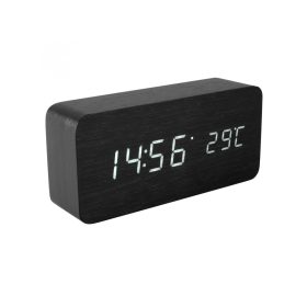   Home OC 04 digitális LED ébresztőóra, valódi faburkolat, tapsra aktiválható fehér kijelző, dátum és hőmérséklet kijelzés, elemes vagy hálózati tápellátás