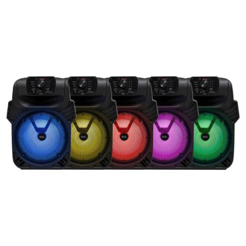 SAL PAR20BTC party hangdoboz, 2-utas hangrendszer, bass-reflex mélysugárzó, Bluetooth, FM rádió, digitális kijelző, LED fényeffekt