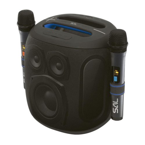 SAL PARCUBE boombox, 100 W, 2db vezeték nélküli mikrofon, 5db hangszóró, LED fényeffekt, IPX5 védelem, Bluetooth