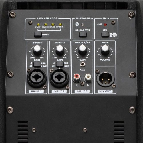 SAL PAS8W42S professzionális oszlopsugárzó hangrendszer, max. 600 W, 20cm mélysugárzó, 4x2” szélessávú szatellit hangszóró, aktív zenekari hangdoboz, Bluetooth, állvány
