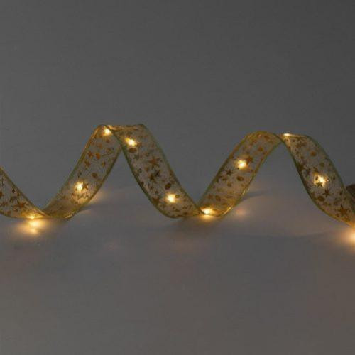 Home RLS10WW LED-es szalag mintákkal, arany színű szalag, 8 funkció, 100db melegfehér LED, 10m hosszú, 5cm széles, elemes tápellátás, beltéri kivitel