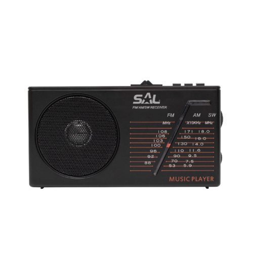 SAL RPH 1 napelemes rádió és multimédia lejátszó, hibrid töltés, 3 sávos AM-FM-SW rádió, BT/USB/microSD, ~11 óra üzemidő