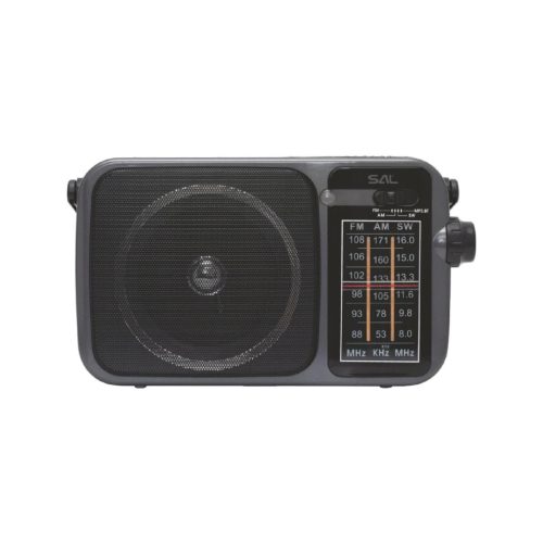SAL RPR10 hordozható rádió multimédia lejátszóval, vezeték nélküli Bluetooth hangszóró, 3-sávos rádió, MP3 lejátszás USB/microSD eszközről, tölthető