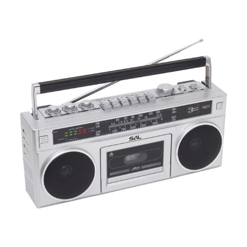 SAL RRTBRONX sztereó kazettás rádiós magnó, Bluetooth, USB, microSD, MP3, multi-felvétel és archiválás, 3-sávos rádió