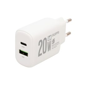 HOME SA20PPS USB hálózati gyorstöltő, 20 Watt, 2in1: USB-A + USB-C aljzat, QC + PD + PPS gyorstöltés, GaN technológia   HOME SA20PPS USB hálózati gyorstöltő, 20 Watt, 2in1: USB-A + USB-C aljzat, QC + PD + PPS gyorstöltés, GaN technológia
