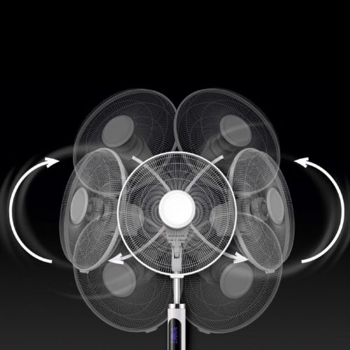 Home SFR 40 3D álló ventilátor, 60 W, 3 fokozat, 40 cm-es lapátátmérő, 3D-s oszcillálás, távirányító, átlátszó lapát, LED kijelző, fehér