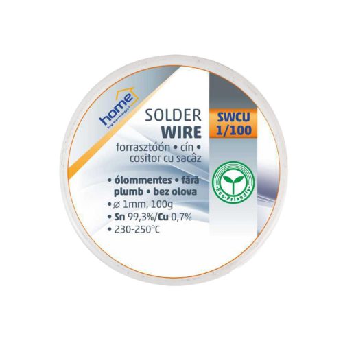 Home SWCU 1/100 forrasztóón 1mm, 100g, európai gyártótól származó kiváló minőségű forrasztóón, összetétel: Sn/Cu: 99,3%/0,7%, gyanta: 2,0%