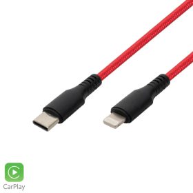 Home USBCL1 töltőkábel, USB-C / Lightning, 2.1A, 1m, szövött, piros   Home USBCL1 töltőkábel, USB-C / Lightning, 2.1A, 1m, szövött, piros