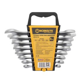 WORKSITE WT2714 mindkét végén nyitott villáskulcs készlet, 8db, Cr-V acél, praktikus tároló   WORKSITE WT2714 mindkét végén nyitott villáskulcs készlet, 8db, Cr-V acél, praktikus tároló