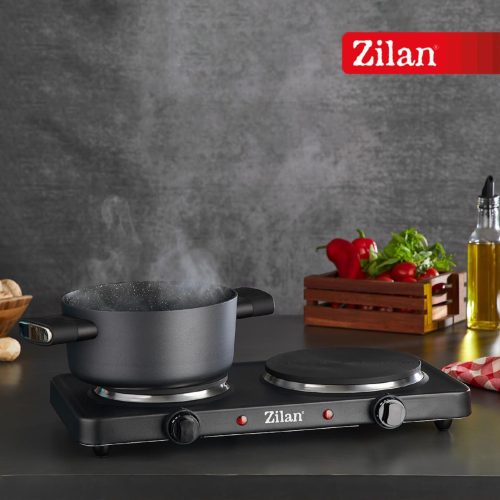 Zilan ZLN2181 elektromos főzőlap, 2500 W, 2 főzőlap, 2 db hőmérséklet szabályozó, fekete