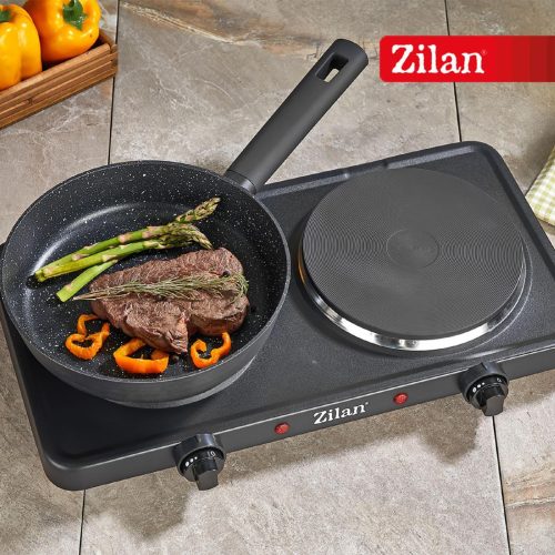 Zilan ZLN2181 elektromos főzőlap, 2500 W, 2 főzőlap, 2 db hőmérséklet szabályozó, fekete