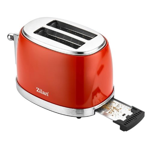 Zilan ZLN7040 retró kenyérpirító, 850 W, 6 fokozat, 2 szeletes, STOP funkció, piros