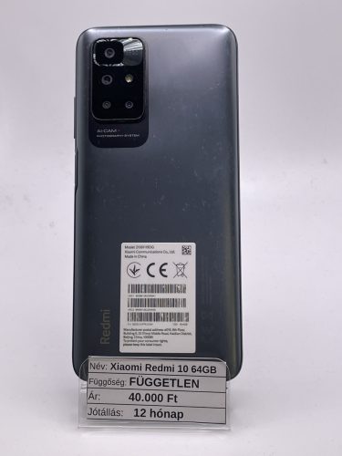 Xiaomi Redmi 10 64GB Fekete