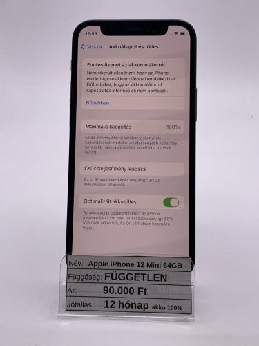 Apple iPhone 12 Mini 64GB Fekete