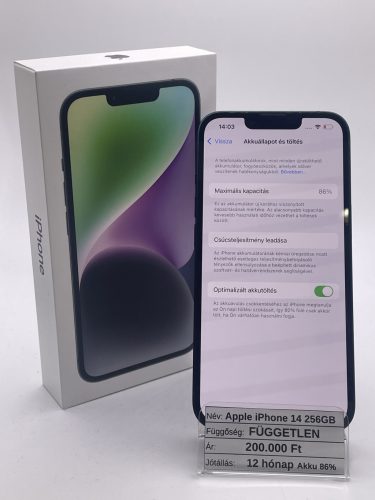 Apple iPhone 14 256GB Fekete