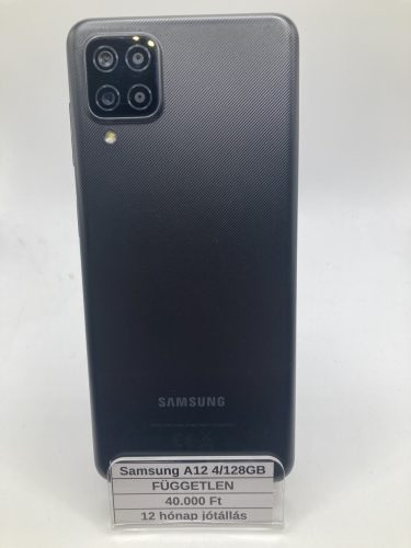 Eladó Samsung Galaxy A12 4/128GB fekete / 12 hónap jótállás