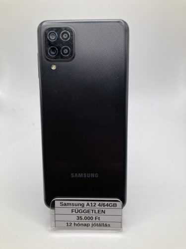 Eladó Samsung Galaxy A12 4/64GB fekete / 12 hónap jótállás