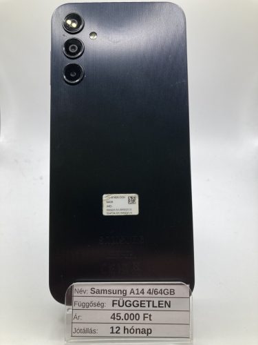 Samsung A14 4/64GB Fekete