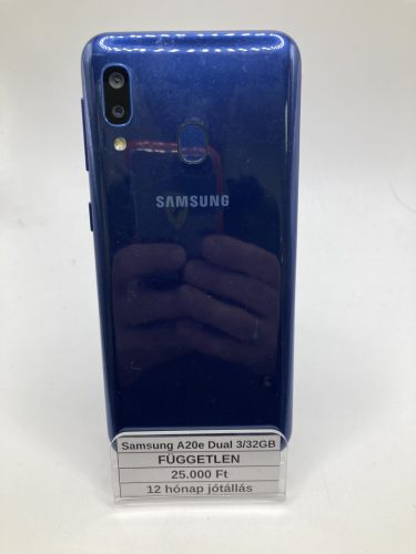 Eladó Samsung A20e 3/32GB kék / 12 hó jótállás