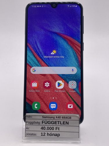 Samsung A40 4/64GB fekete