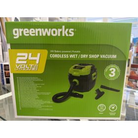   Bontatlan Greenworks G24WDV vezeték nélküli száraz/nedves porszívó akkumulátor és töltő nélkül
