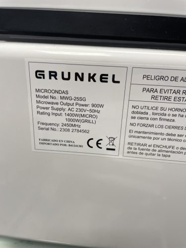 Grunkel MWG-25MA grilles mikrohullámú sütő 25L fehér / 12 hó jótállás