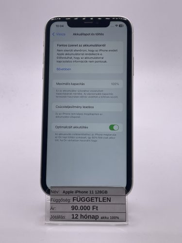 Apple iPhone 11 128GB Fehér