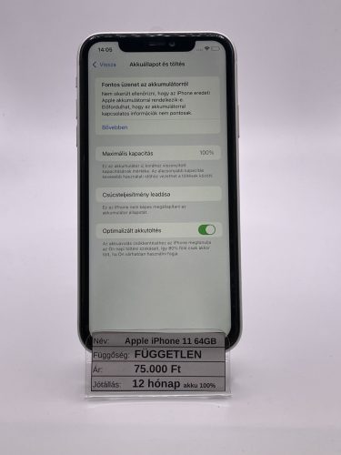 Apple iPhone 11 64GB Fehér