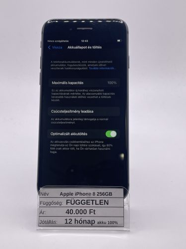 Apple iPhone 8 256GB Fekete