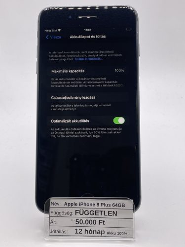 Apple iPhone 8 Plus 64GB Fekete