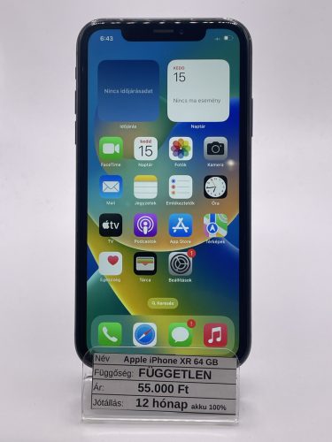 Apple iPhone Xr 64GB Fekete