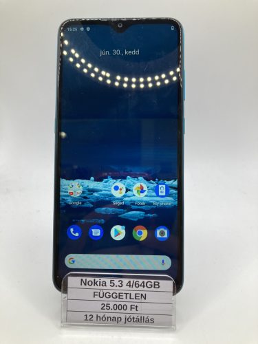 Eladó használt Nokia 5.3 4/64GB zöld / 12 hó jótállás