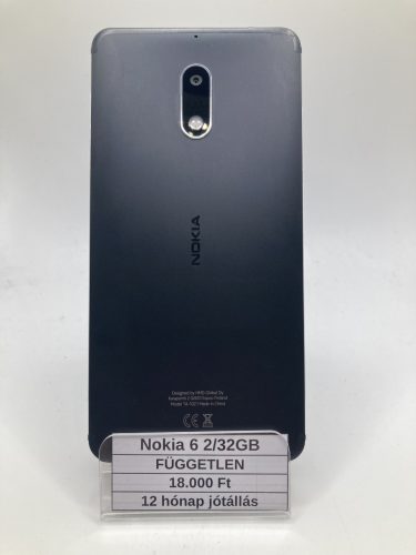 Eladó használt Nokia 6 2/32GB fekete / 12 hó jótállás