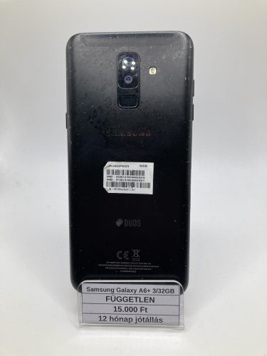 Samsung Galaxy A6+ 3/32GB fekete / 12 hó jótállás