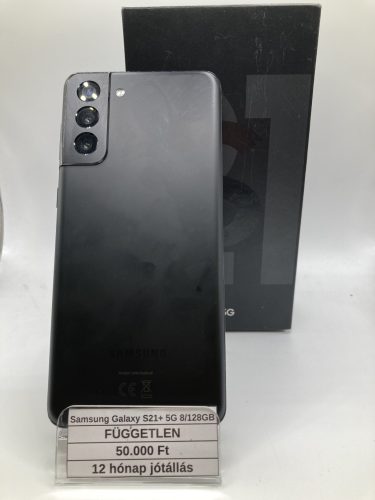 Eladó Samsung Galaxy S21+ 5G 8/128GB fekete / 12 hónap jótállás