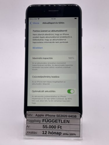 Apple iPhone SE2020 64GB Fekete