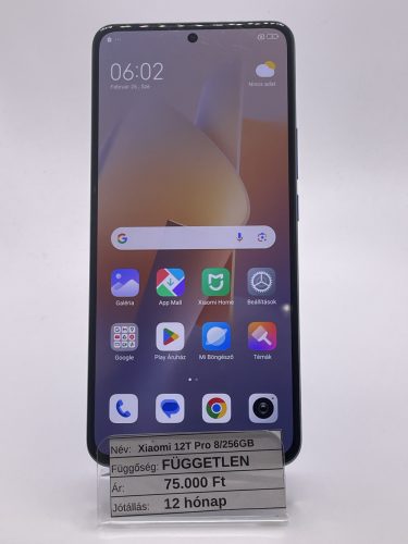Xiaomi Redmi Note 12T Pro 8/256GB Kék
