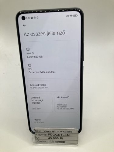 Xiaomi Mi 11 Lite 6/128GB / 12 hó jótállás